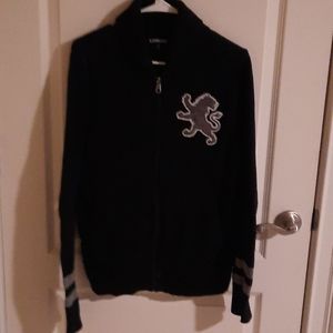 Express zip-up Sweater with Lion Embroidery